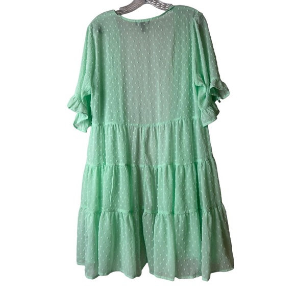 Torrid womens Clip Dot Ruffle Kimono - Green size L/12 - Picture 4 of 8